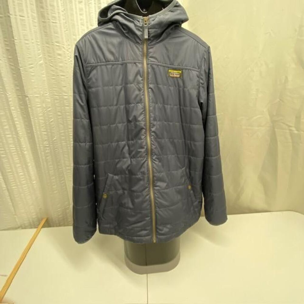 L.L.Bean Mens L Tall Mountain Classic Puffer Hooded Jacket Blue Insulated(425-5)